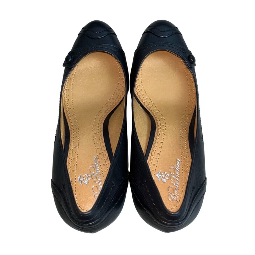 Brooks Brothers Women's Black Leather Cap Toe Heels Sz 6.5 image 7